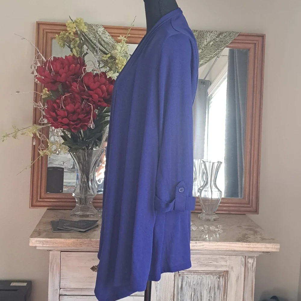 Style & Co Large Sweater Wrap in Royal Blue - Picture 2 of 4